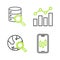 Set line Mobile stock trading, Search globe, Financial growth and Server icon. Vector
