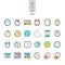 Set of line modern color icons on the theme of time