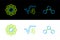 Set line Molecule, Atom and Square root of 4 glyph icon. Vector