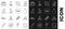 Set line Molecule, Ozone, Test tube, Atom, Microscope, and Chemical formula H2O icon. Vector