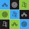 Set line Molecule, Test tube and flask and Bacteria icon. Vector