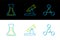 Set line Molecule, Test tube and flask and Telescope icon. Vector