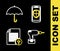 Set line Money protection, Drill machine, Document and Air conditioner icon. Vector