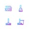 Set line Mop and bucket, Handle broom, Brush for cleaning and Feather. Gradient color icons. Vector