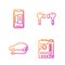 Set line Motherboard, Electric car, Smartphone, mobile phone and Air headphones. Gradient color icons. Vector