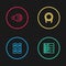 Set line Music file document, playlist, Audio jack and Speaker volume icon. Vector