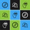 Set line Music note, tone, Vip inside head and Musical speech bubble icon. Vector