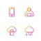 Set line Network cloud connection, Cloud online library, Mobile phone and Student. Gradient color icons. Vector