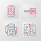 Set line Neural network, Artificial intelligence robot, Binary code and Mobile phone icon. Vector