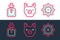 Set line Octagonal star, Perfume and Pig icon. Vector