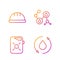 Set line Oil drop, Canister for motor oil, Worker safety helmet and Molecule oil. Gradient color icons. Vector