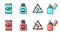 Set line Oil drop with recycle, Bio fuel barrel, Oil petrol test tube and Lighter icon. Vector