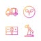 Set line Oil pump or pump jack, Stacks paper money cash, Tanker truck and Bio fuel. Gradient color icons. Vector