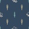 Set line Olives branch, Feather pen and Medieval sword on seamless pattern. Vector