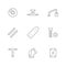 Set line outline icons of skateboarding