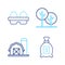 Set line Pack full of seeds of plant, Farm house, Tree and Chicken egg in box icon. Vector