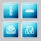Set line Painkiller tablet, Teeth with braces, Dental floss and Tooth icon. Vector