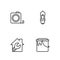 Set line Paint bucket, House with wrench spanner, Roulette construction and Light bulb icon. Vector