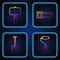 Set line Paint roller brush, Shovel, Sledgehammer and Hand saw. Gradient color icons. Vector