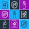 Set line Paper with recycle, Bottle of water and Shield with leaf icon. Vector