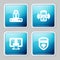 Set line Password protection, Smart car alarm system, Monitor with password and Shield VPN wireless icon. Vector