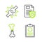 Set line Patient record, Human broken bone, and Joint pain, knee pain icon. Vector