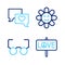 Set line Peace, Glasses, Flower and Speech bubble chat icon. Vector