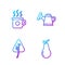 Set line Pear, Leaf or leaves, Cup of tea and Watering can. Gradient color icons. Vector