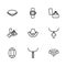 Set line Pendant on necklace, Christian cross chain, Necklace, mannequin, Diamond engagement ring box, Pearl, Wrist