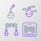 Set line Periodic table, Test tube and flask, and icon. Vector