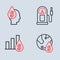 Set line Petrol or gas station, Pie chart and dollar, Oil drop with symbol and icon. Vector