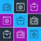 Set line Picture landscape, Briefcase and Browser setting icon. Vector