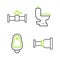 Set line Pipe adapter, Toilet urinal or pissoir, bowl and Industry pipe and valve icon. Vector