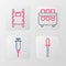 Set line Pipette, Syringe, Test tube and flask and Stretcher icon. Vector