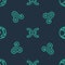 Set line Pisces zodiac, Leo and Planet Mercury on seamless pattern. Vector