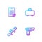 Set line Pistol or gun, Sniper optical sight, Firearms license certificate and Weapon case. Gradient color icons. Vector