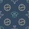 Set line Plane, Compass and Pilot hat on seamless pattern. Vector