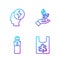 Set line Plastic bag with recycle, Bottle of water, Head and electric symbol and Plant in hand. Gradient color icons