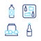 Set line Plastic beer bottle, Cold can, Beer menu and icon. Vector