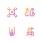 Set line Plumber, Electric boiler, Water tap and Rubber gloves. Gradient color icons. Vector