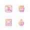 Set line Poison in bottle, Wanted poster, Internet piracy and Dynamite and timer clock. Gradient color icons. Vector