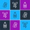 Set line Poison flower, Poisoned alcohol and pill icon. Vector