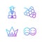 Set line Poker player, King playing card, Poker player and Casino slot machine with grape. Gradient color icons