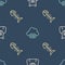Set line Polar bear head, Dead fish and CO2 emissions in cloud on seamless pattern. Vector