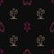 Set line Poncho, Cactus and Lizard on seamless pattern. Vector