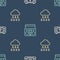 Set line Portable video game console, Cloud with rain and Home stereo two speakers on seamless pattern. Vector