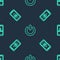 Set line Power button, Humidity for smart home and Mobile and password protection on seamless pattern. Vector