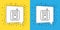 Set line Press the SOS button icon isolated on yellow and blue background. Vector