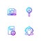 Set line Project team base, Resume, Hand like and Search people. Gradient color icons. Vector