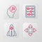 Set line Project team base, Startup project concept, Abacus and Head hunting icon. Vector